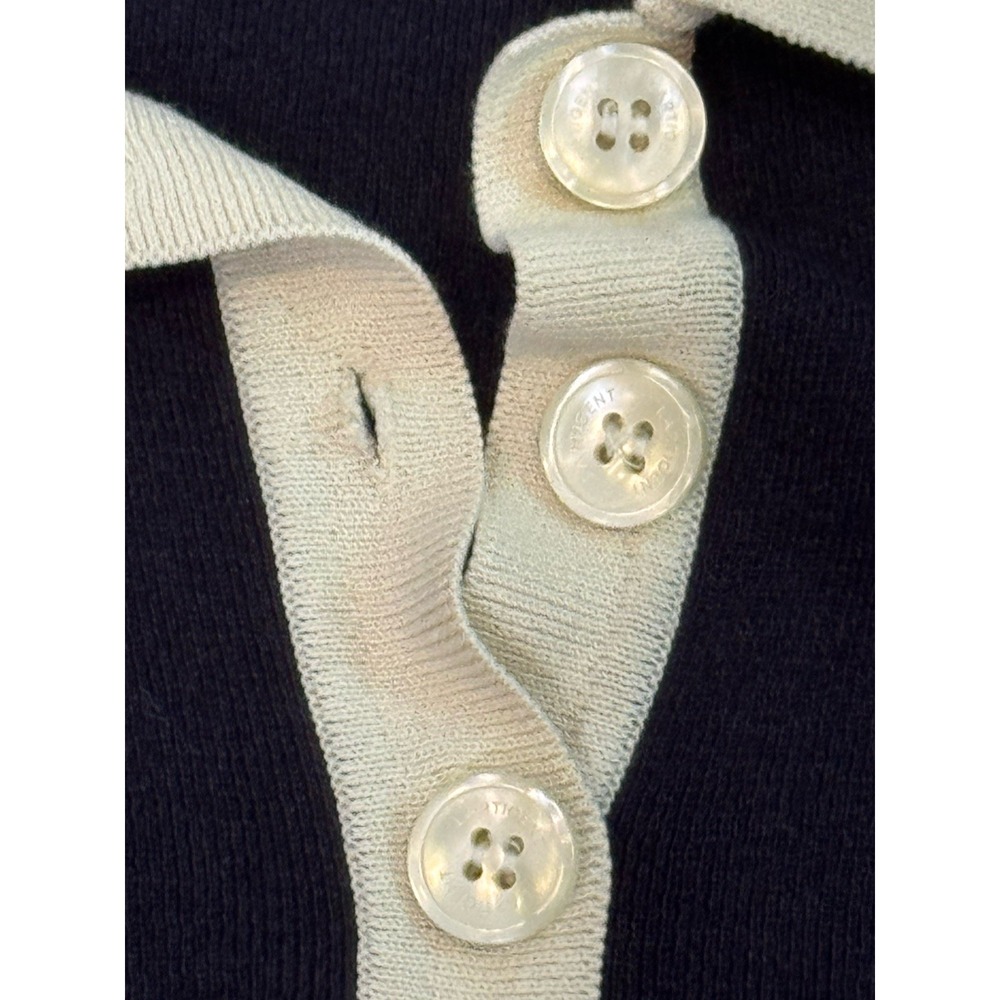 LARTIGENT Knit Polo Top Free Size Navy Cream Minimalist Quiet Luxury Chic - Picture 9 of 9